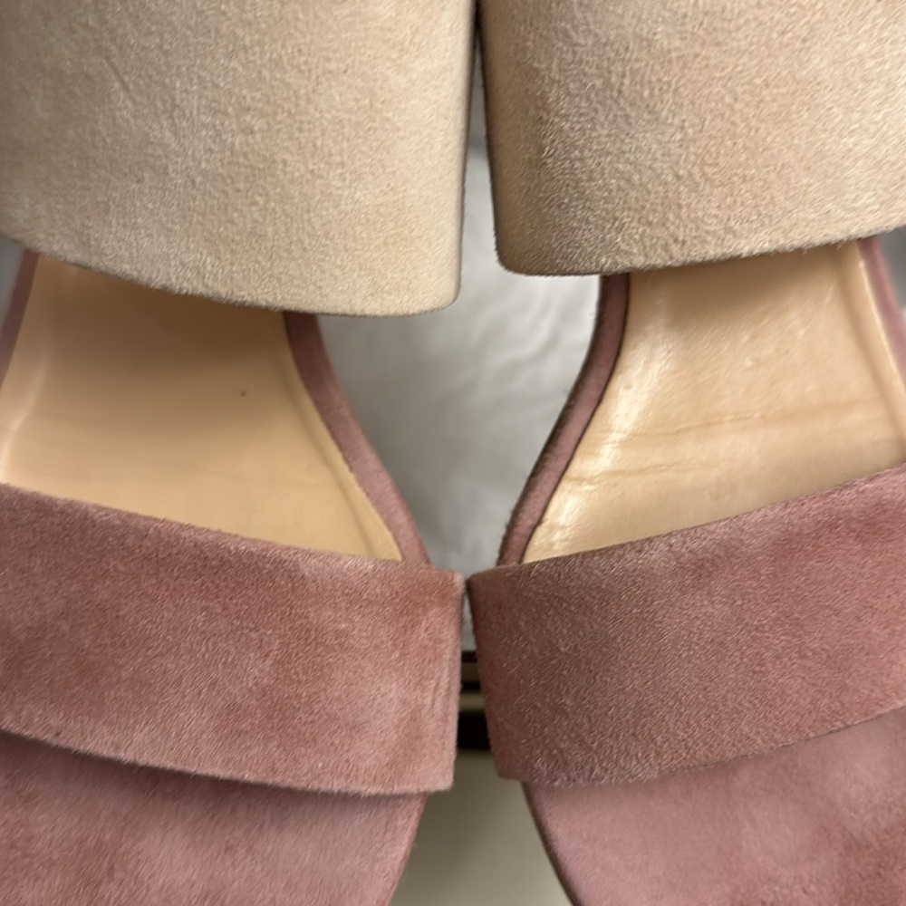 M. Gemi Two-Tone Pink and Beige Suede Slide Sandals - Picture 8 of 8